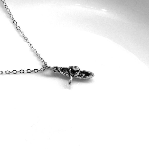 Miniature Kayak Kayaker Charm Necklace - Picture 4 of 5